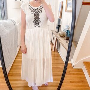 Free People Toosaloosa Slub Meadow Midi Dress in Ivory
